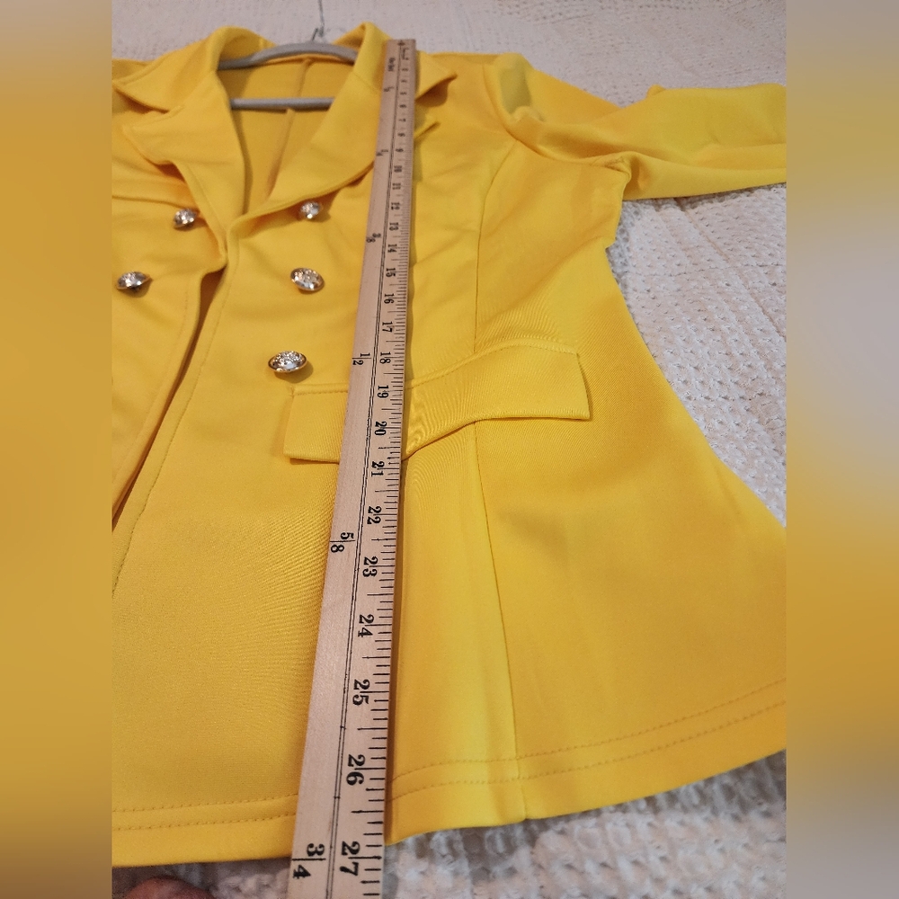Women's Sunshine Yellow Double-Breasted Open Front Blazer Unlined 1X Brights - Picture 11 of 11